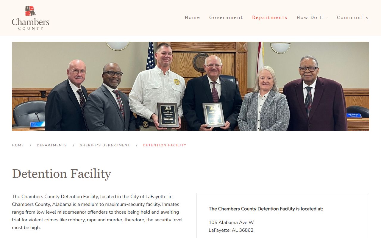 Chambers County Detention Facility inmate lookup county jail page