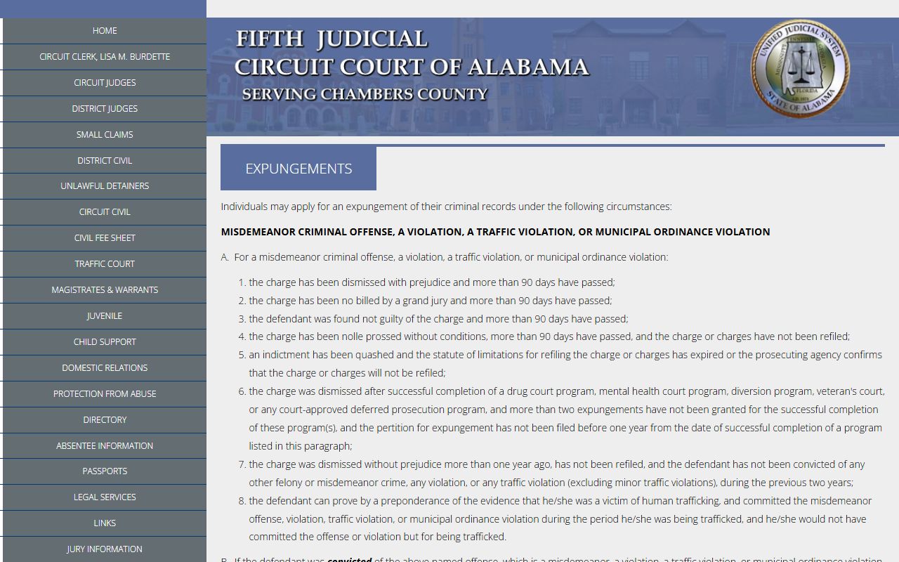 Chambers County arrest records expungement information